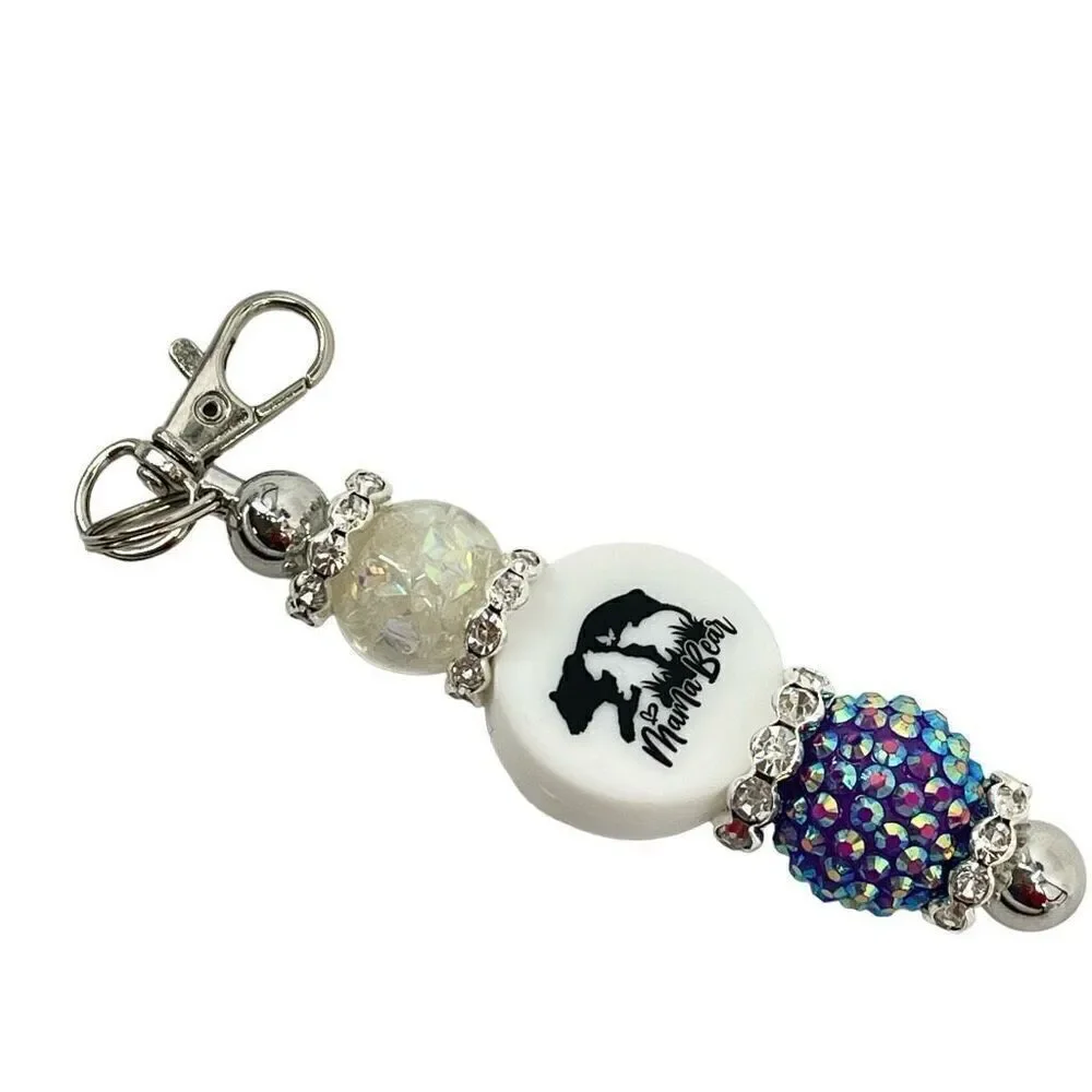 Keychain purse charm Beaded Keychain For Women, Bar Keychain, Silicone bead keyc